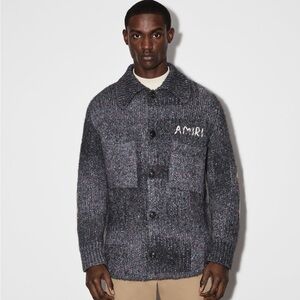 Amiri Space Dye Overshirt in Black XL